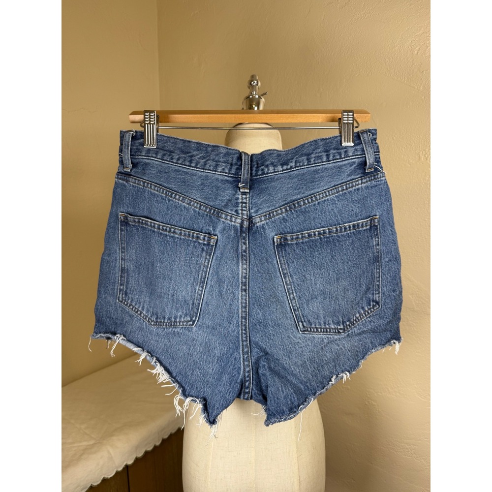 Uniqlo Jeans Womens 28 Blue Distressed High Rise Raw Hem Denim Shorts 439996 - Picture 3 of 5